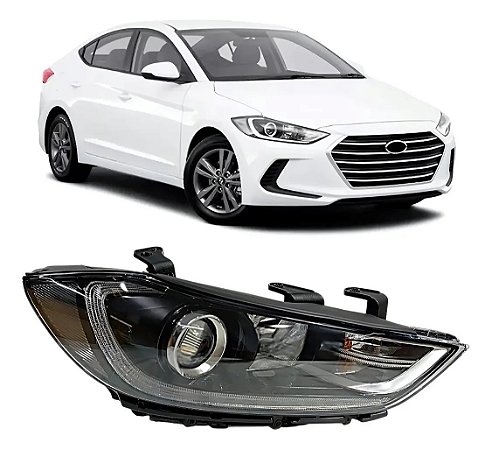 Farol Led Mascará Negra Elantra 2017 2018 Direito