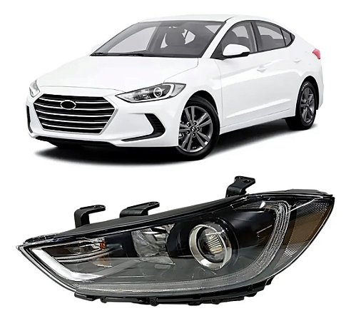 Farol Led Mascará Negra Elantra 2017 2018 Lado Esquerdo