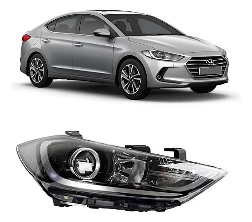 Farol Projetor Elétrico Elantra 2017 2018 Lado Direito