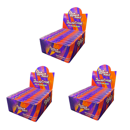 3 DISPLAYS DE SEDA KING SIZE PERSONALIZADA 110mm (3 DISP. DE 50 SEDAS)