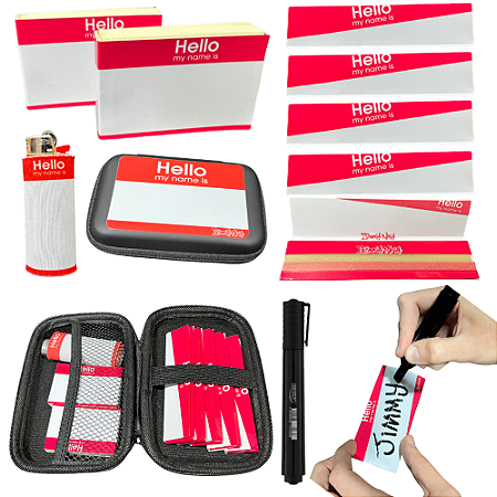 KIT HELLO MY NAME IS / 5 SEDAS 2 PITEIRAS 1 BAG 1 ISQUEIRO + CANETA BRINDE