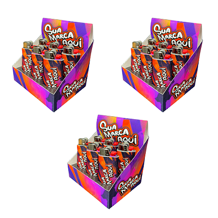 3 DISPLAYS ISQUEIRO BIC GRANDE PERSONALIZADO (3 DISP. DE 6 ISQUEIROS)