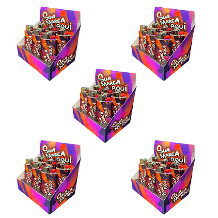 5 DISPLAYS ISQUEIRO BIC GRANDE PERSONALIZADO (5 DISP. DE 6 ISQUEIROS)