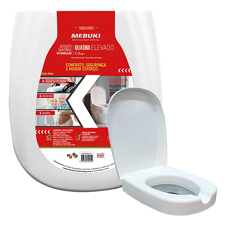 Assento Sanitário Elevado 7,5cm Retangular Mebuki