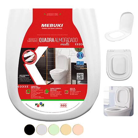 Assento Sanitário Almofadado Retangular QUADRA Mebuki