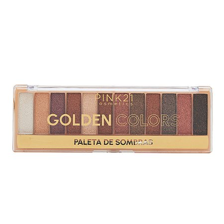 Paleta de Sombras Golden Colors - Cor 01 e 02 Pink 21 Cosmetics com 14,6g Cor:72