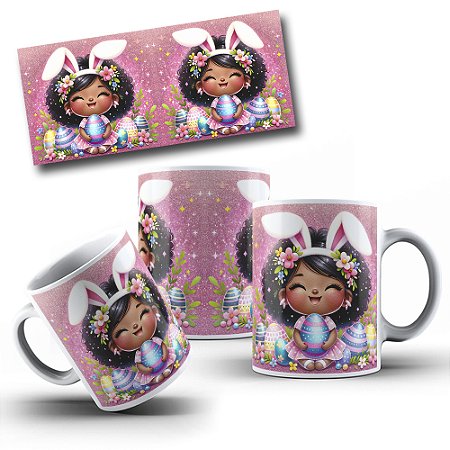 Caneca de Páscoa Porcelana com Estampa Coelho