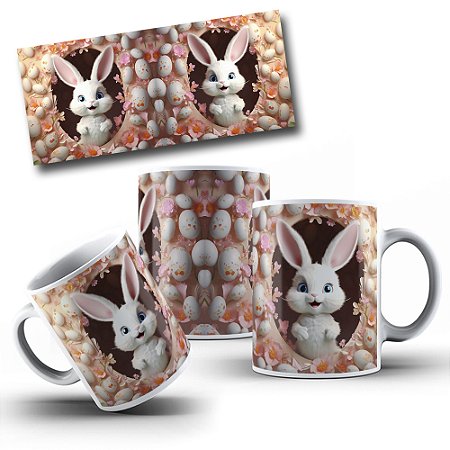 Caneca de Páscoa em Porcelana com Coelhinho