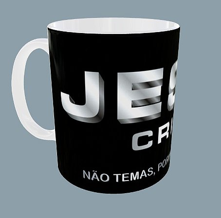 Caneca Cristã Jesus Preto Branca