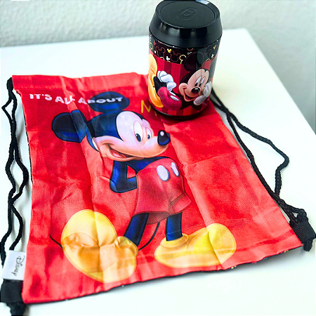 Porta Objeto com Mochila, Latinha Mickey Vermelho
