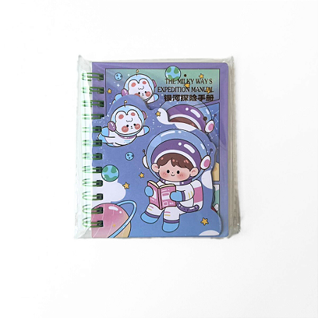 Mini bloquinho de anotações astronauta Lilas
