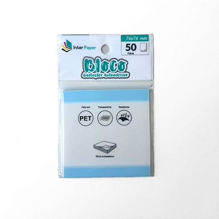 Bloco Adesivo Transparente com borda Azul