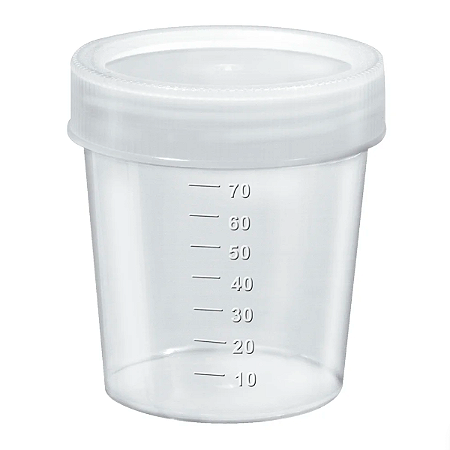 Coletor 80ml PP tampa branca 14mm com pá GRANEL PCT 100 JPROLAB