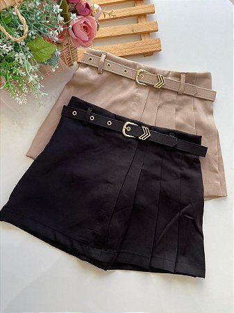 Short Saia Juvenil com Cinto Ajustável