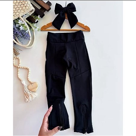 Calça Montaria Peluciada Preta Bebê