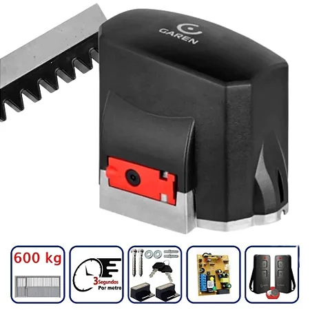 Motor de Portão Eletrônico KDZ Fit Turbo Connect 1/3 HP Garen C/ 3 Metros Cremalheira