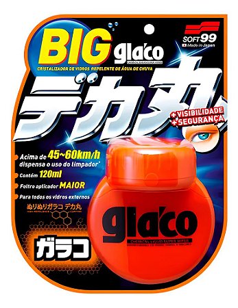 Glaco Big Cristalizador De Vidros Repele Água 120ml Soft99