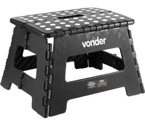 Banco Banqueta Plástica Dobrável Preta Altura 22 Cm Vonder