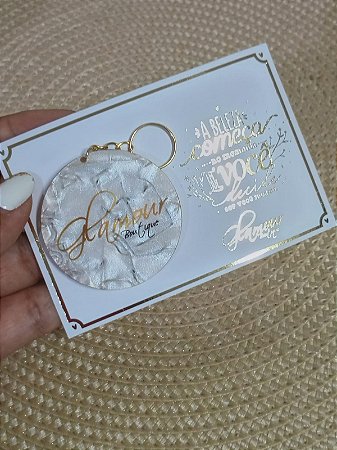 Cartão com espelhinho chaveiro personalizado - 25 unidades