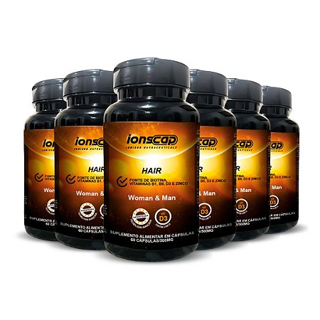 Ionscap Hair (06 Frascos) 500Mg 60Capsulas – 124,90 cada