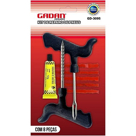 KIT DE REPARO DE PNEU AUTOMOTIVO COM 8 PEÇAS - GADAN