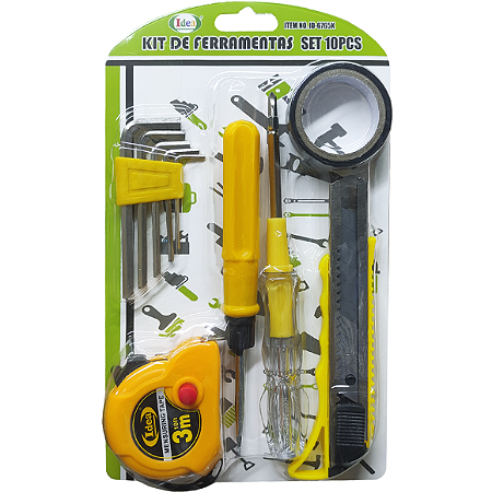 Kit de Ferramentas 10 Peças ID-6765K Completo e Pronto p uso