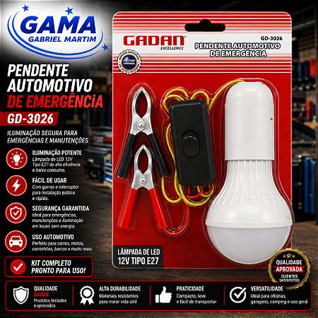 Pendente Automotivo de Emergência Gadan - LED 12V