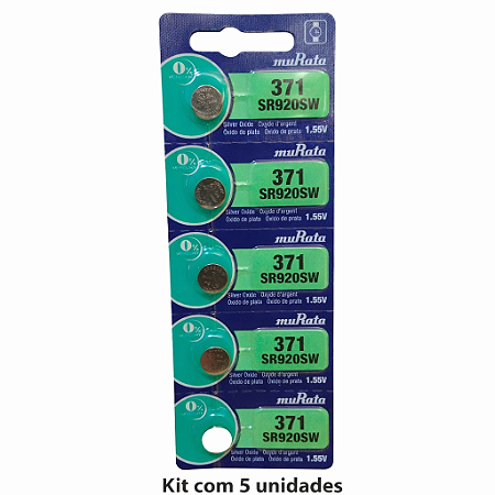 Baterias Pilhas Para Relogios 371 Sony Murata Kit Com 5 uns