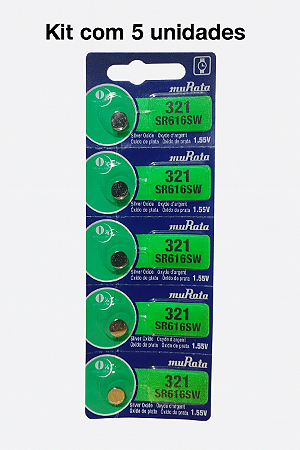 Bateria Para Relogios SR616/321 Sony/Murata kit com 5 unids