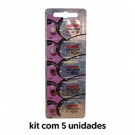 Baterias para relogio 321/SR616SW Maxel original kit c/ 5 un