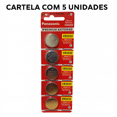 Bateria Lithium 3v Cr 2032 Panasonic,cartela com 5 uns