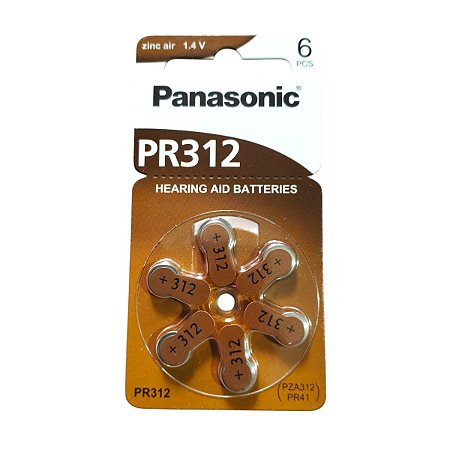 Pilha aparelho Auditivo 312 Panasonic Cartela C/ 6 Unds