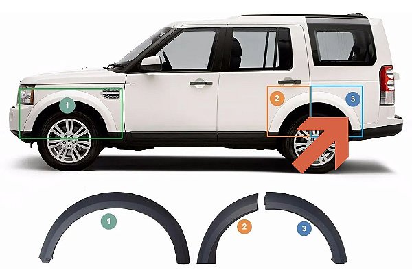 MOLDURA ALARGADOR PARALAMA TRASEIRO ESQUERDO LAND ROVER DISCOVERY 4 2010 2011 2012 2013