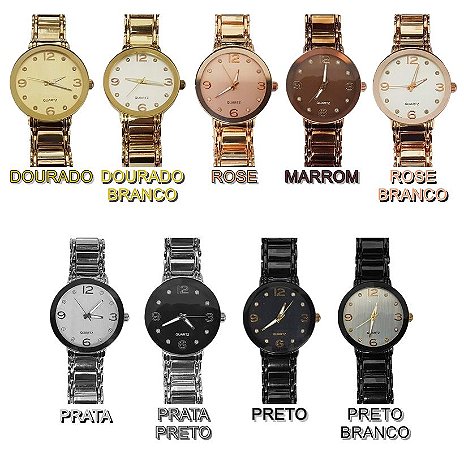 RELOGIO DE PULSO PONTEIRO NUMERICO METAL QUARTZ