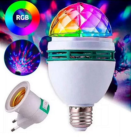 LAMPADA LED COLORIDA RGB GIRATORIA FESTA REF W998