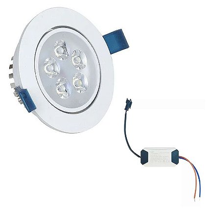 SPOT LED EMBUTIR REDONDO 5W BRANCO FRIO 6000-6500K