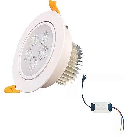 SPOT LED 5W EMBUTIR REDONDO BRANCO QUENTE 3000-3500K