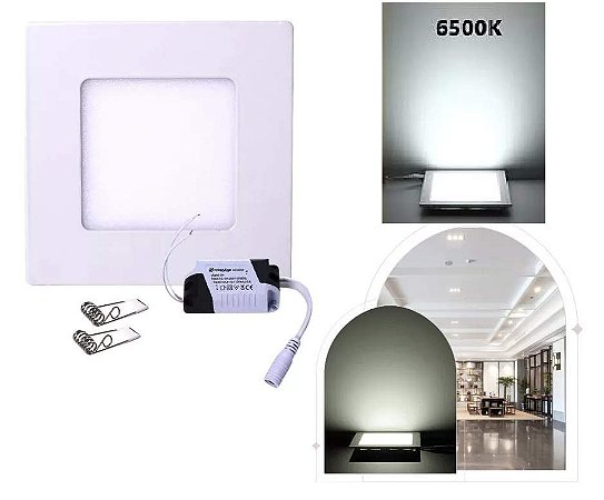 LUMINARIA PAINEL PLAFON LED EMBUTIR QUADRADO 3W BRANCO FRIO 6000-6500K