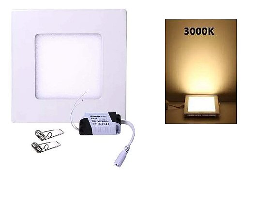 PAINEL PLAFON LED EMBUTIR QUADRADO 3W BRANCO QUENTE 3000-3500K
