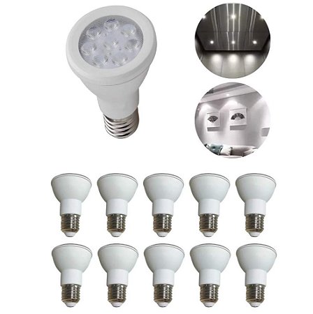 KIT 10 LAMPADAS LED 8W PAR20 E27 BRANCO FRIO 6000-6500K PAR20308 TOCTAGON