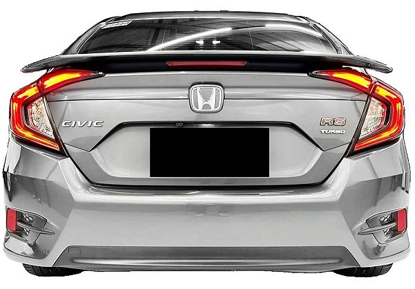 AEROFOLIO TRASEIRO PRATA ALTO COM LED HONDA CIVIC G10 MODELO RS 2017 2018 2019 2020 2021