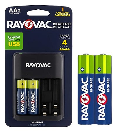CARREGADOR DE PILHAS USB C/ 02 AA RAYOVAC RCH-4PLA
