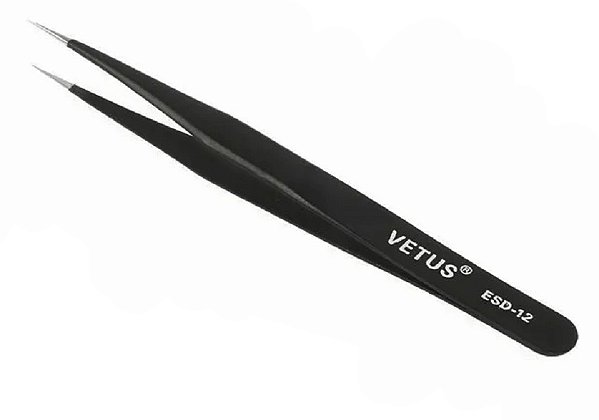 PINÇA ESD12 VETUS PRECISÃO ANTIESTÁTICA ELETRÔNICA SOMBRACELHA CILIOS