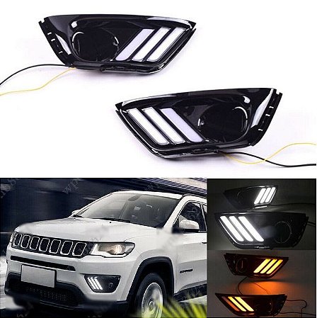 Par Drl Led Com Pisca Sequencial Jeep Compass A C Store