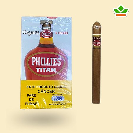 CHARUTO PHILLIES TITAN CONHAQUE | Caixa de 10 Carteiras c/ 5 Charutos