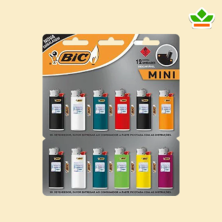 CARTELA ISQUEIROS BIC MINI 12 UNIDADES