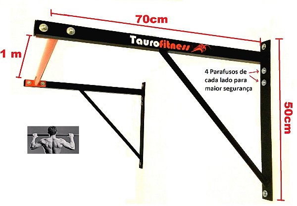 Barra Fixa Profissional De Parede 1 Metro x 70 cm Crossfit Costas