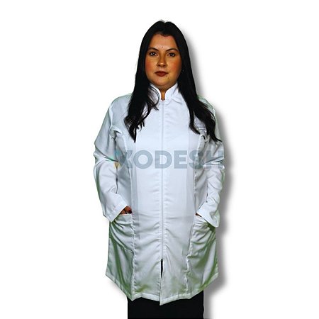 Jaleco Gola Padre Fechamento em Zíper Gabardine