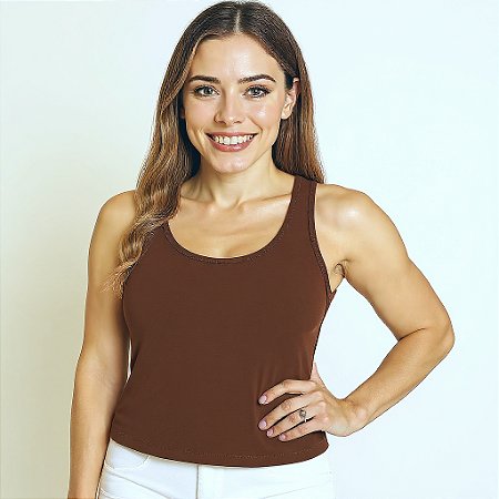 Camiseta Regata Feminina Básica Tradicional em Viscolycra