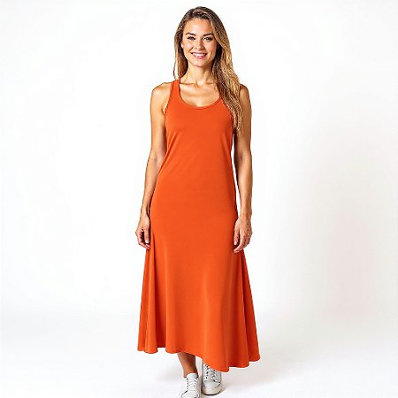 Vestido Longo Básico Casual Liso em Viscolycra